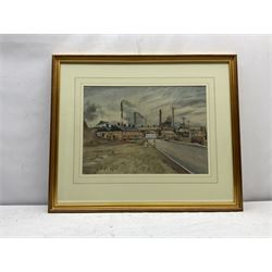Alec Wright (British 1900-1981): 'Urlay Nook' Chemical Works near Stockton on Tees, pen ink and watercolour signed and dated 1956, 32cm x 45cm
Provenance: private collection purchased from T B & R Jordan 'A Century of Working Life in Yorkshire and the North East' exhibition April 2007 No.112