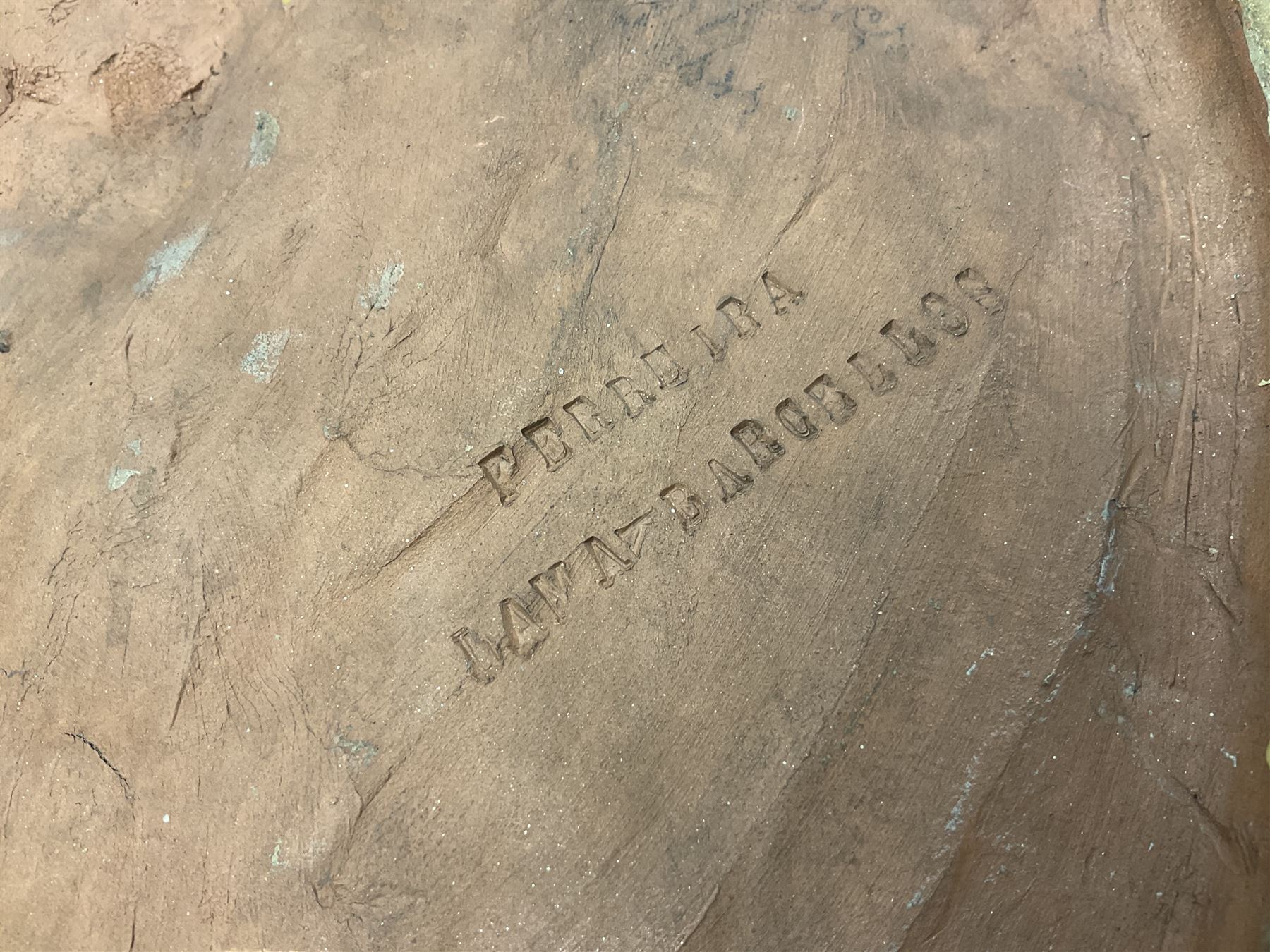 Pair of 19th century classical terracotta relief wall plaques depicting the goddess Hygeia and another goddess, seated holding an ewer, each of oval form, indistinctly signed, each stamped Ferreira verso, H42cm, W30cm