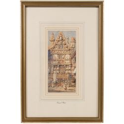 Attrib. Samuel Prout (British 1783-1852): Ornately Carved Continental Timber Framed House, watercolour unsigned 23.5cm x 10.5cm