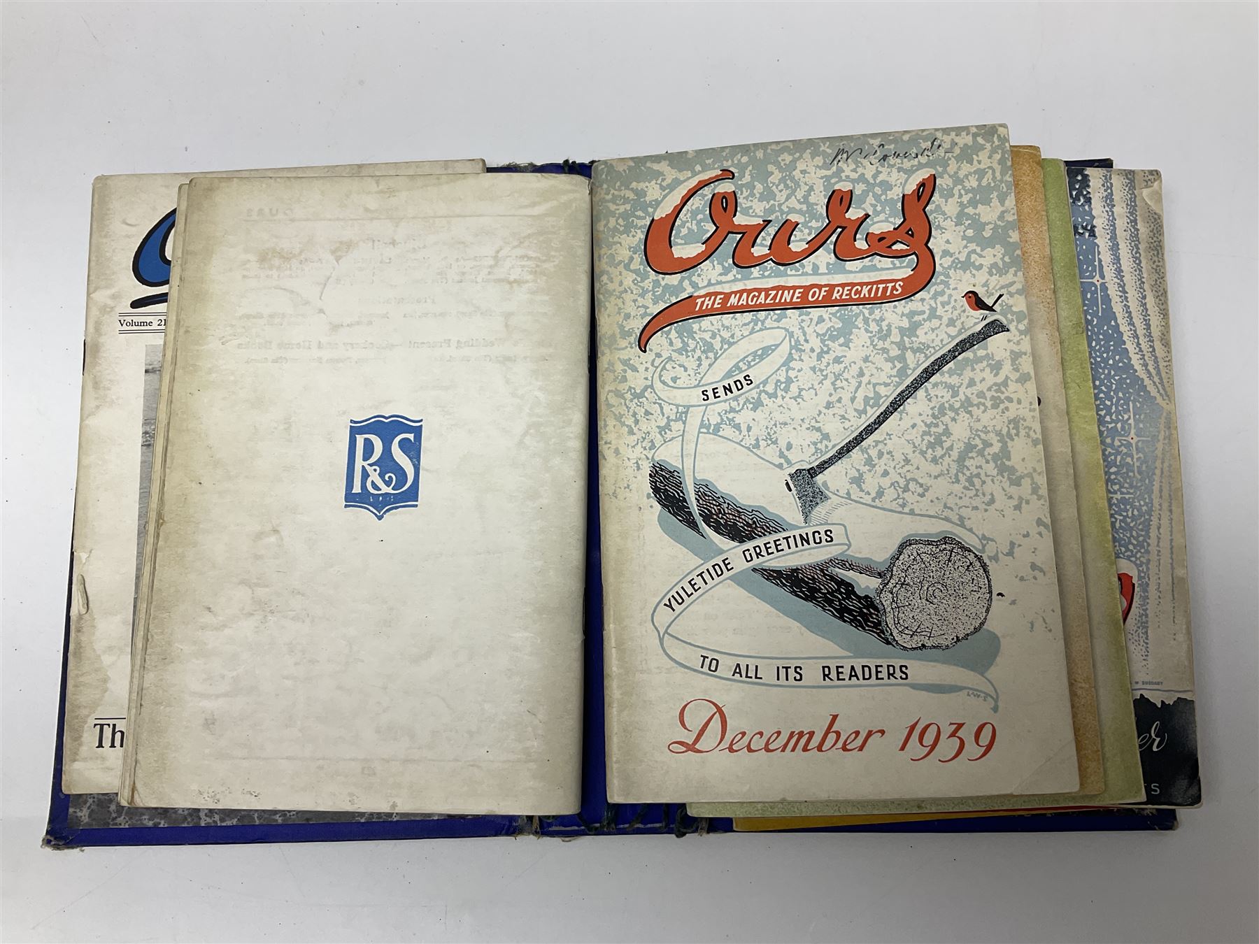 Three Childrens books, comprising Father Tuck's Once Upon a Time and two french books by Hachette et Cie, together with a folder of Ours The Magazine of Reckitts