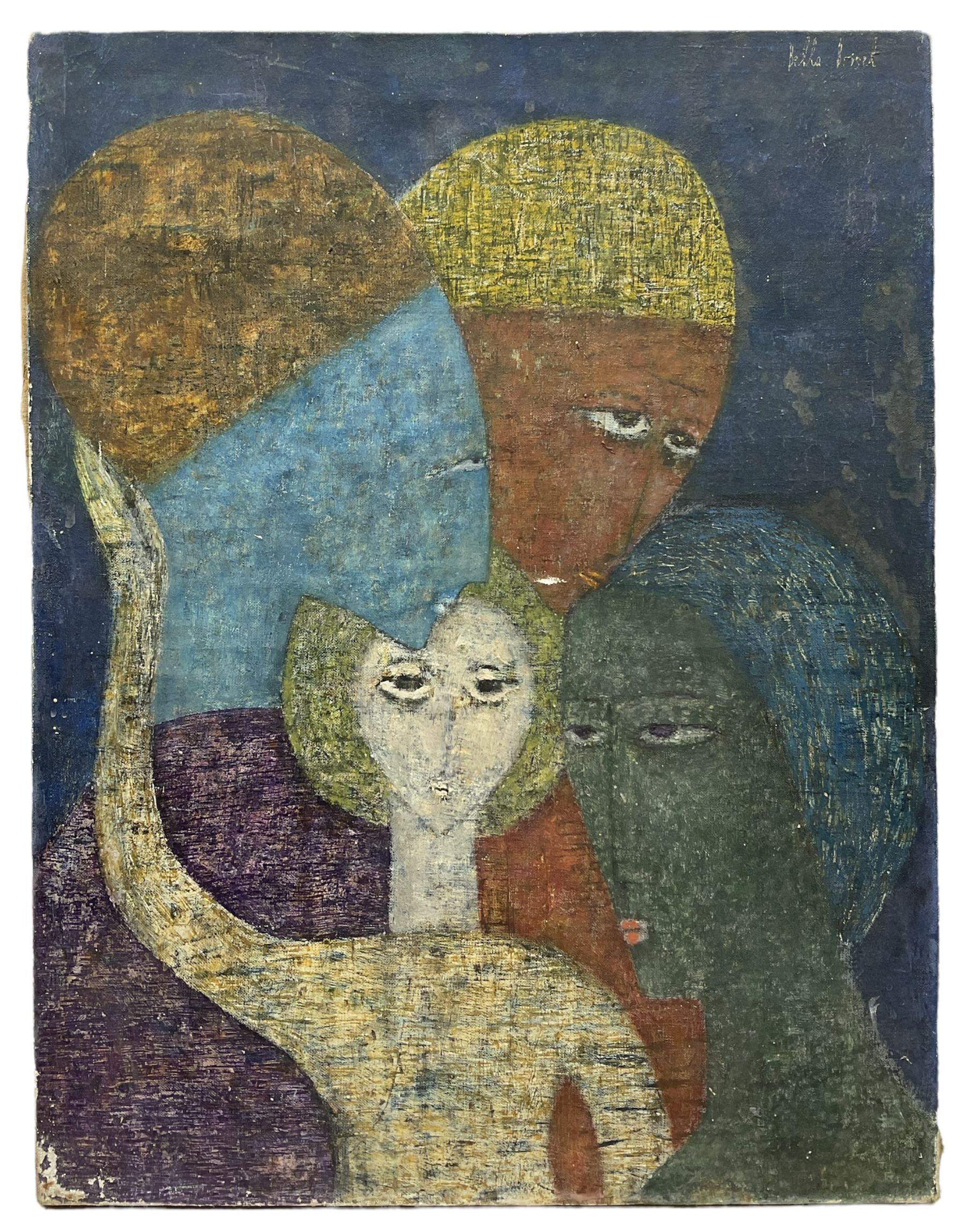 Bella Brisel (Israeli 1929-1982): Study of Heads, oil on canvas signed c. 1960, 65cm x 50cm (unframed)