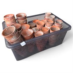 Large collection of vintage terracotta flowerpots of varying traditional forms and graduated sizes, including examples stamped Sankey’s Ltd, Bulwell, Notts and Hidcote, in five boxes
