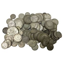 Approximately 490 grams of Great British pre 1947 silver coins, including half crowns, two shillings / florins, shillings, sixpence and threepence pieces 