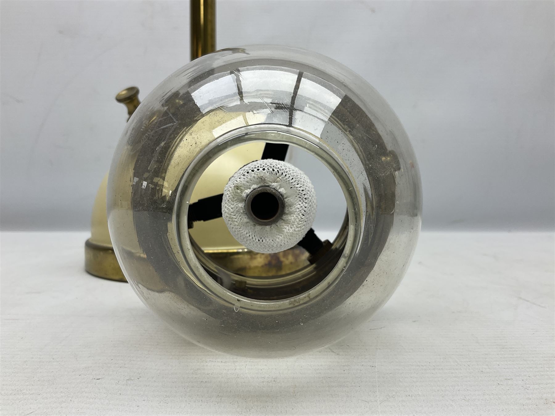 Mid century Tilley Table Model parffin lamp, with Tilley Durosil 182 glass globe shade, H53cm