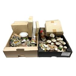 Large collection of Hornsea Fauna, to include vases and jugs, together with Leonardo Collection houses, collectors plates etc, in two boxes 