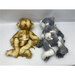 Five Charlie Bears, comprising Chucky Egg CB159030S, and Elwood CB181717, both designed by Heather Lyell, Hodgepodge CB181871A, and Elizabeth CB171752A, both designed by Isabelle Lee, all with tags, and an example CB159011S lacking tag