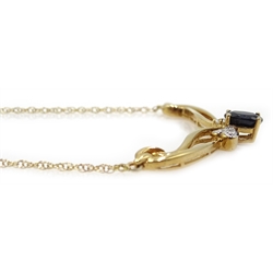  9ct gold sapphire and diamond necklace, stamped 375  