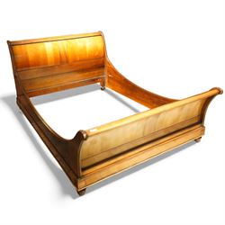 And So To Bed - French cherry wood 5ft sleigh bed, the curved headboard and footboard with...