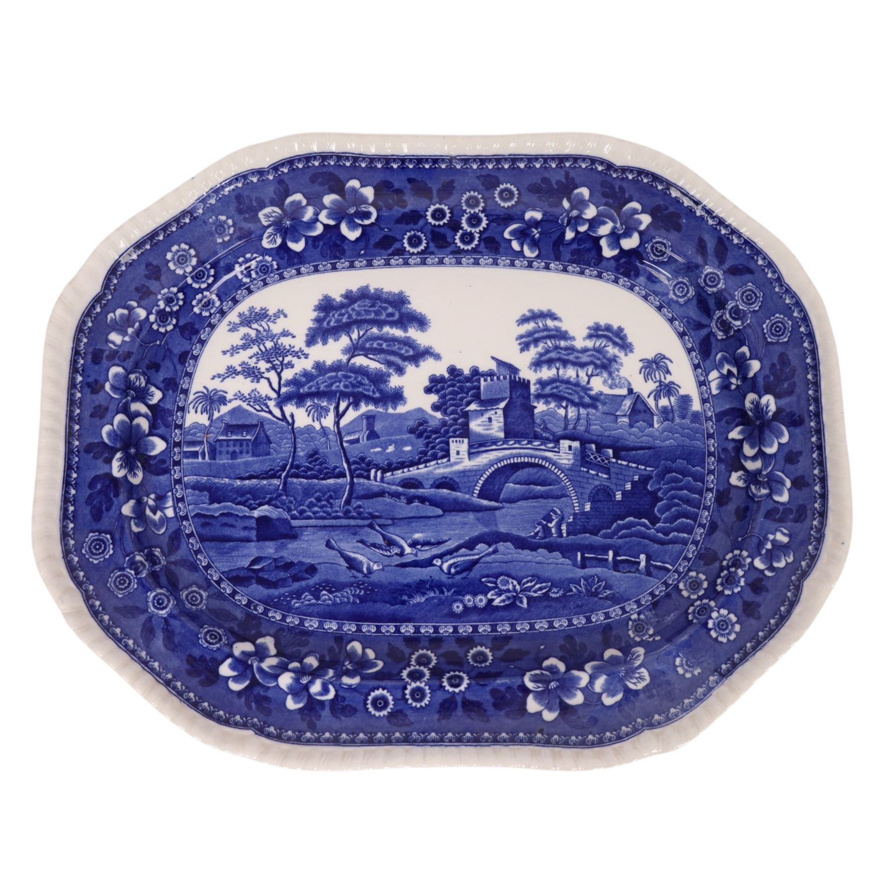 Spode Tower pattern graduating set of three platters, largest L54cm D43cm 