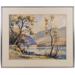 Robert Leslie Howey (British 1900-1981): Sunshine Over the Lake, watercolour signed 37cm x 47cm 