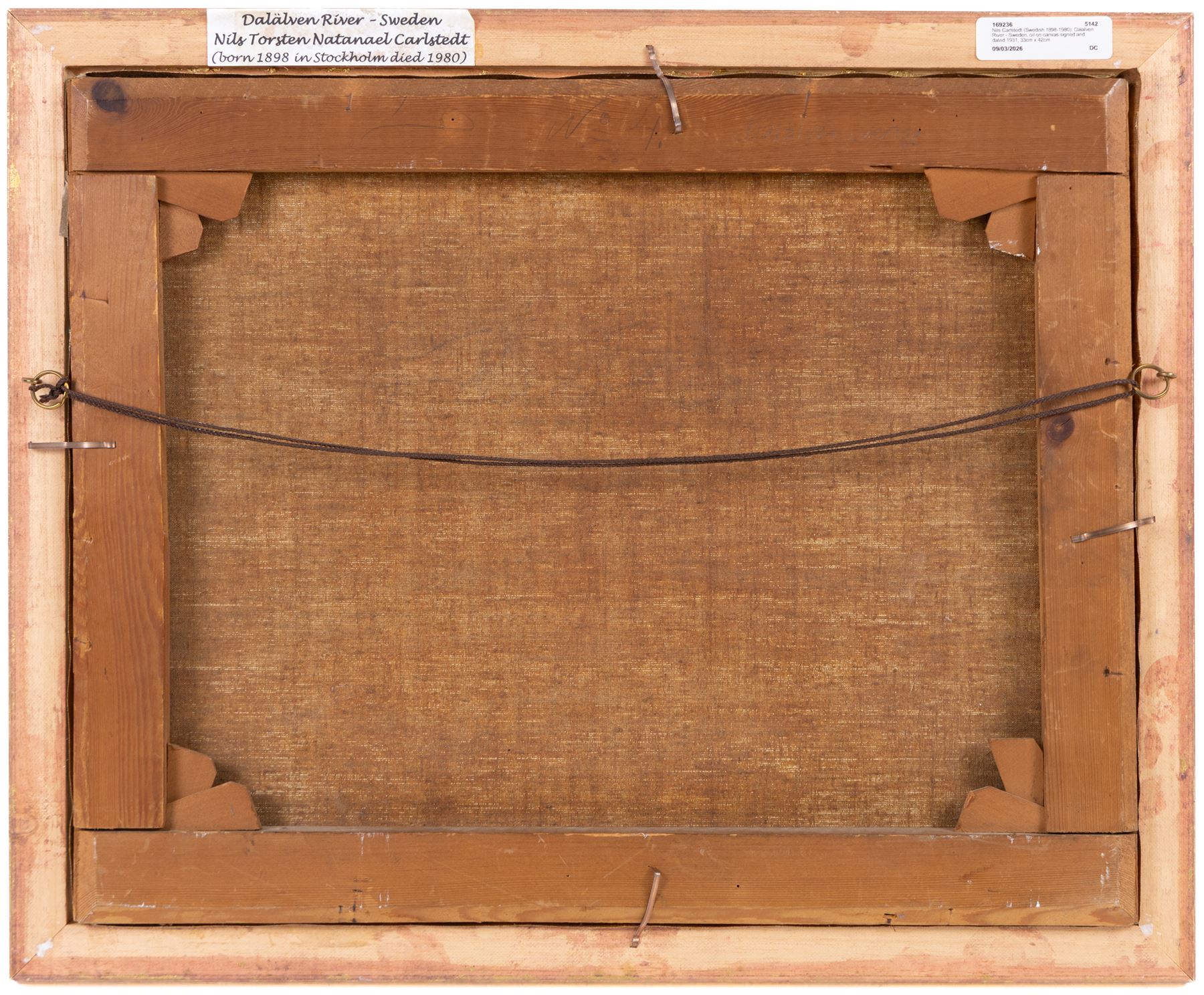 Nils Carlstedt (Swedish 1898-1980): Dalalven River - Sweden, oil on canvas signed and dated 1931, 33cm x 42cm 