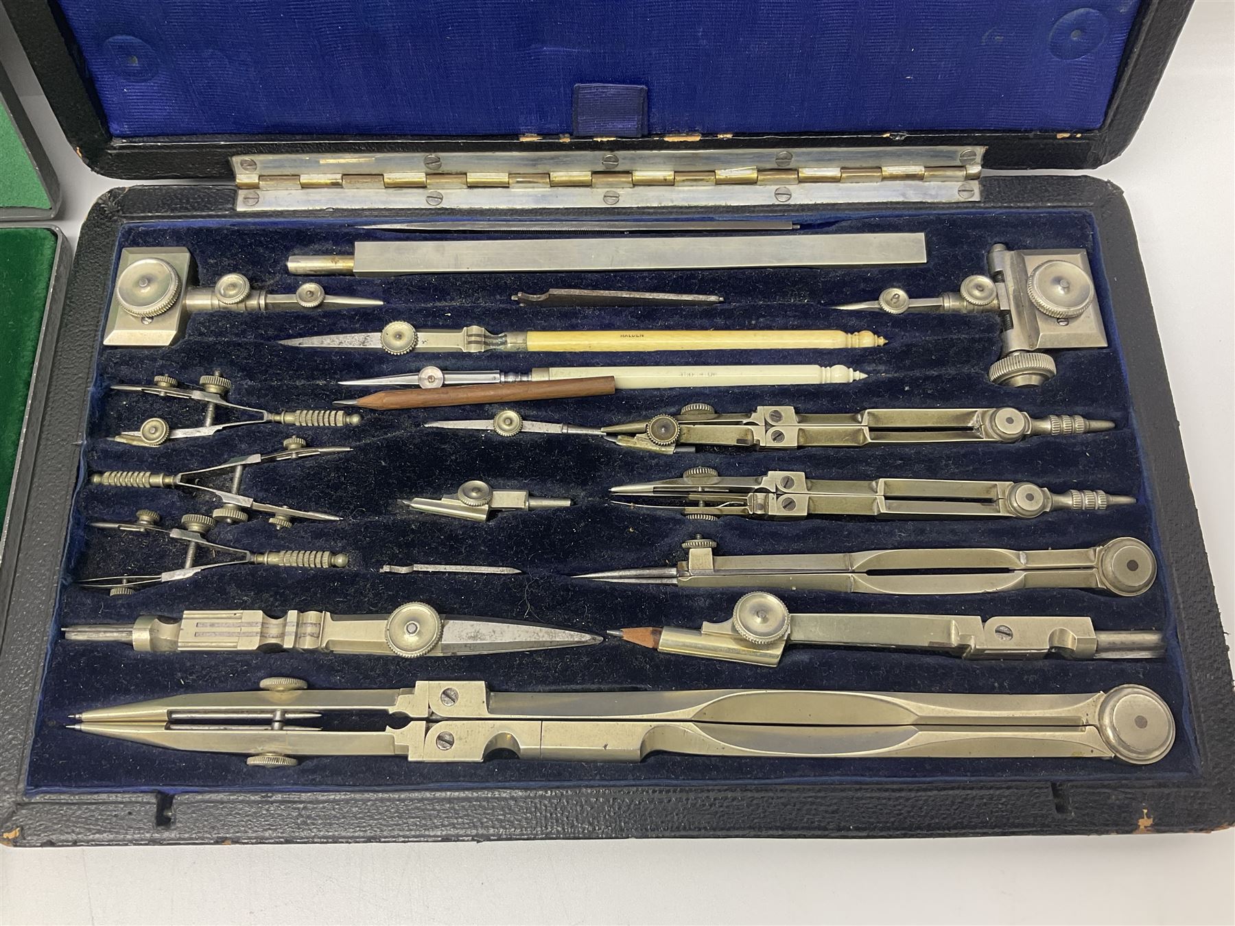 J Halden & Co cased drawing set, together with other cased drawing sets, including examples from prazision garantie and Kern Swiss 