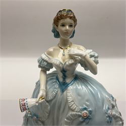Three Royal Worcester figurines,  The First Quadrille, The Fairest Rose and Queen of Hearts, largest H21cm