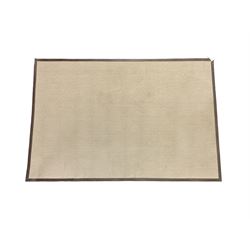 Modern hessian backed rug, striped decoration with leather border