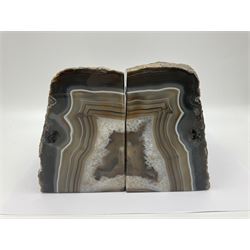 Pair of brown and earthy tones agate, natural edged bookends, H14cm