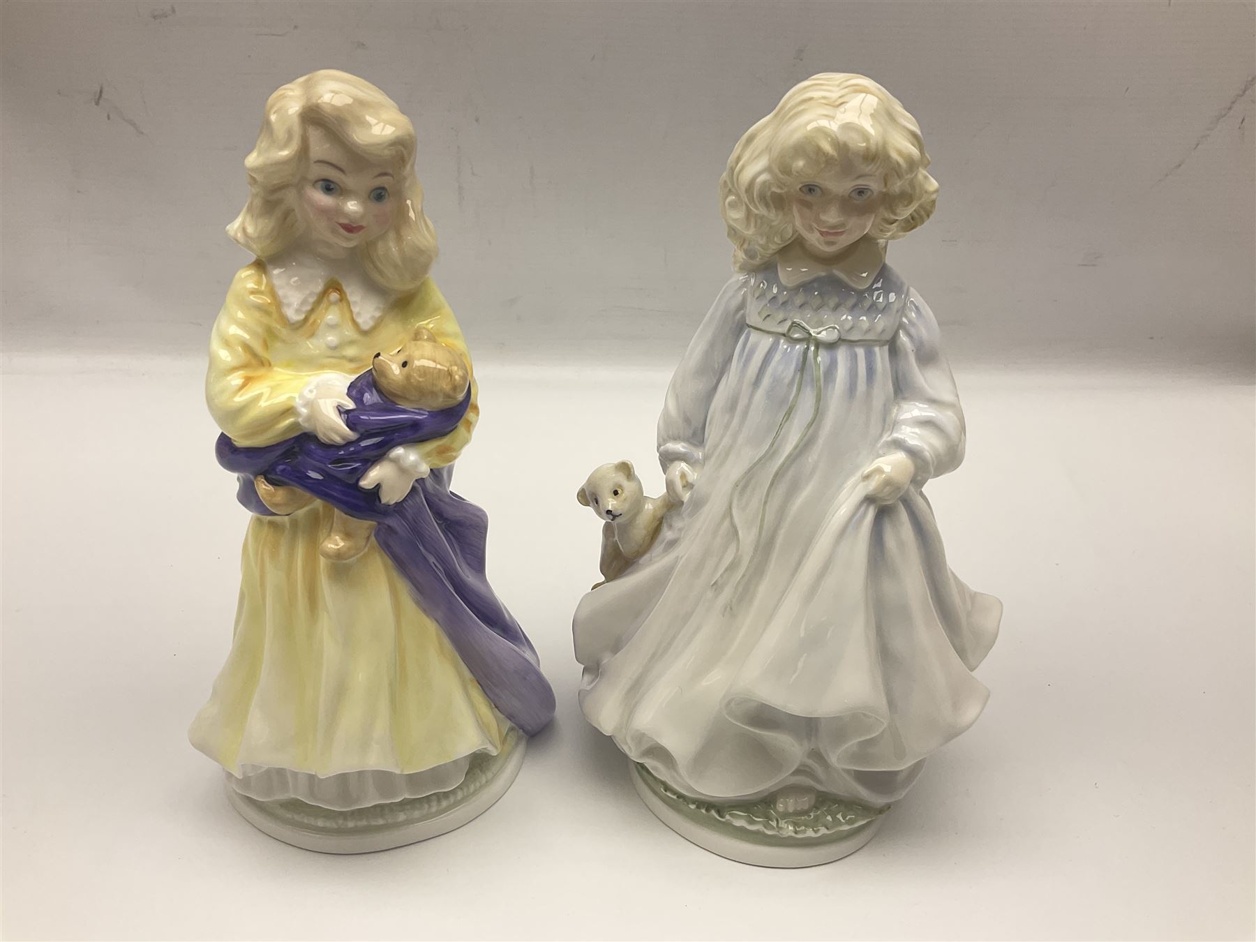Seven Royal Doulton figures, to include Charity HN3087, Faith HN3082, Hope HN3061, Belle HN3703, etc, all with printed marks beneath