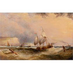 Circle of Henry Redmore (Hull 1820-1887): Shipping off Dover, oil on canvas unsigned 39cm x 59cm