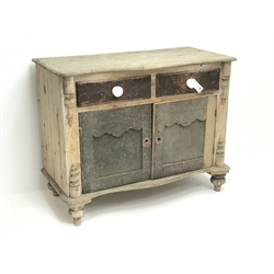 Victorian stripped pine washstand side cabinet, fitted with two short and two long drawers, W108cm, D52cm, H85cm