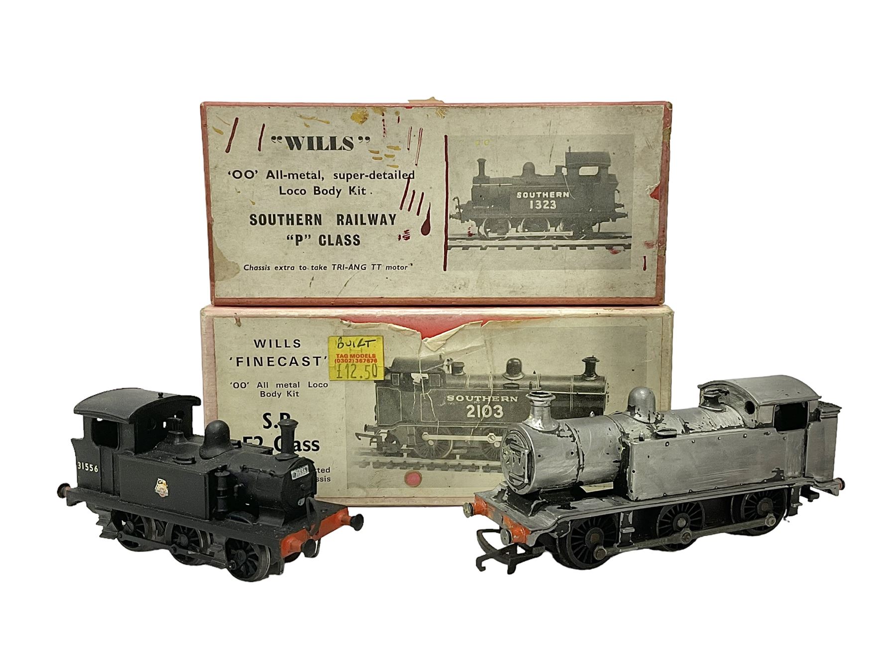 00 gauge two kit built steam locomotives comprising unpainted Class E2 LBS SR BR 0 6 0T Class P SR BR 0 6 0 no.31556 finished in BR black both with Wills Finecast boxes 2 Single Owner