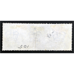  Queen Victoria one pound green stamp, three postmarks  