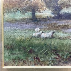 James Whaite (British 1881-1916): Sheep beside a Stream, watercolour signed 35cm x 50cm 