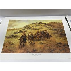 Large poster entitled 'Crests and Badges of the British Army in Daily Use 56 x 86cm; together with twenty-five colour prints of military interest including Crimean War, Boer War, WW2 etc; various sizes; all unframed