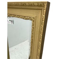Pair of giltwood wall mirrors, rectangular frame with egg and dart decoration, bevelled mirror plates 