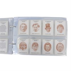 Collection of Edwardian and later Cricket related trading and cigarette cards, including complete set of fifty 1908 Will's Cigarettes Cards, fifteen 1922 The Boys Realm Famous Cricketers cards, part set of 1926 Players Cricketers Caricatures by RIP,  full set of sixteen 1958 Master Cricketing Series New Zealand, complete set of twenty five 1953 Mornflake Test Cricketers, etc, housed in three albums