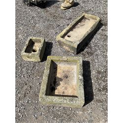 Three small shallow stone troughs various sizes  - THIS LOT IS TO BE COLLECTED BY APPOINTMENT FROM DUGGLEBY STORAGE, GREAT HILL, EASTFIELD, SCARBOROUGH, YO11 3TX
