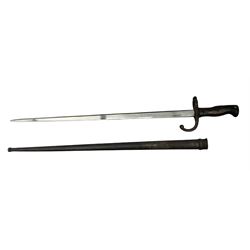 French Model 1874 Epee/Gras bayonet the 52cm blade marked 'St. Etienne Juin 1878' to the piped back, in steel scabbard, both marked 46559, L66cm overall