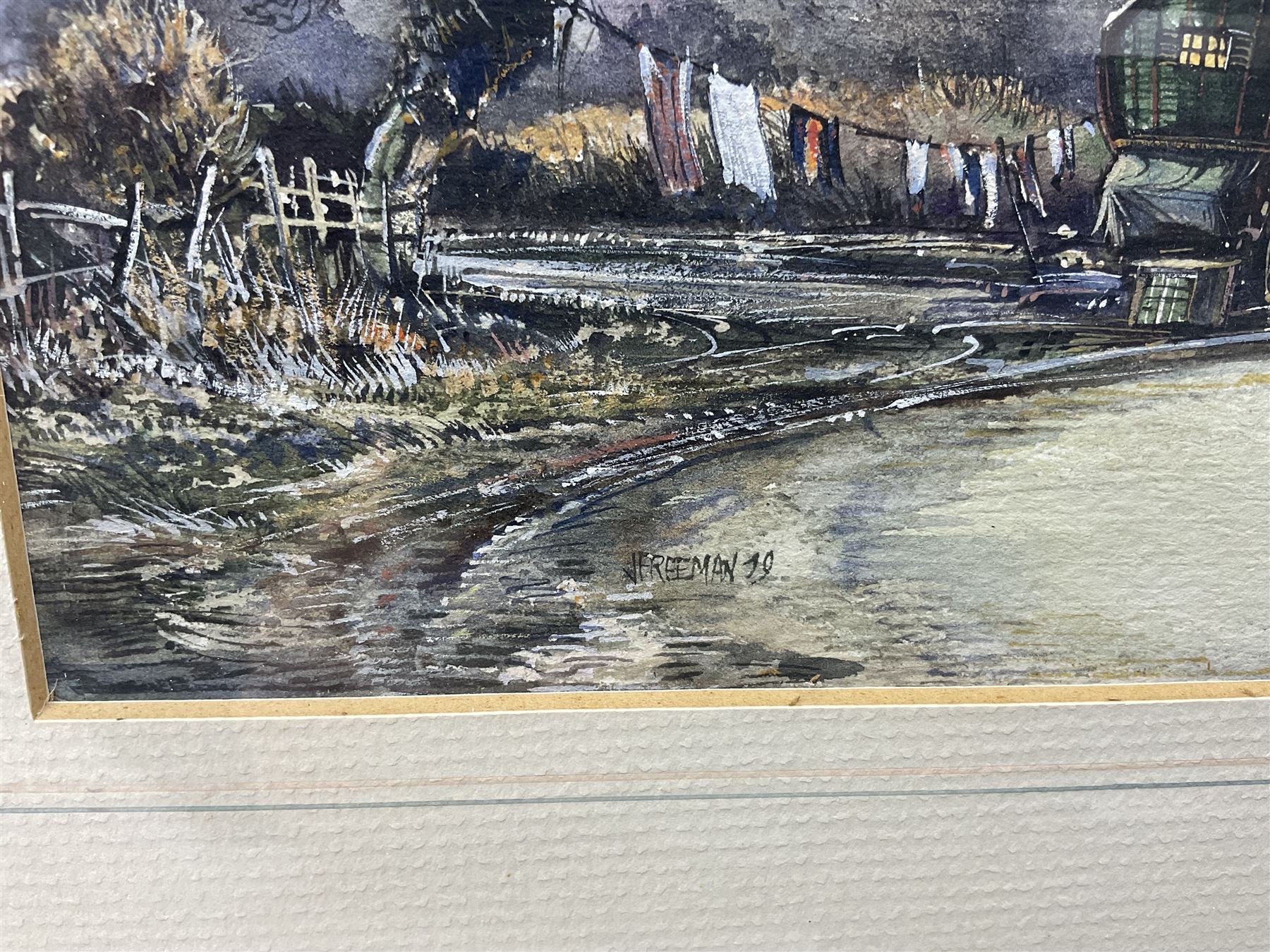 John Freeman (British 1942-): Travellers Camp with Horses, watercolour heightened with white signed and dated '79, 17cm x 26cm 