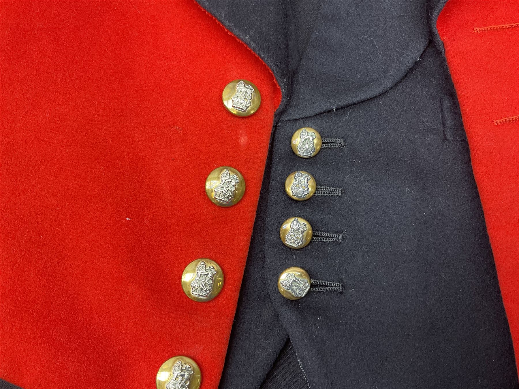 Royal Marines 2nd Lieutenant three-piece mess uniform, early 1950s, by Jones Chalk & Dawson Ltd 6 Sackville Street Piccadilly W; label dated 18.1.54 for 2nd Lieutenant R.E. Maitland