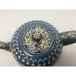 Swiss Thun pottery teapot and cover, decorated with edelweiss flowers, H16cm