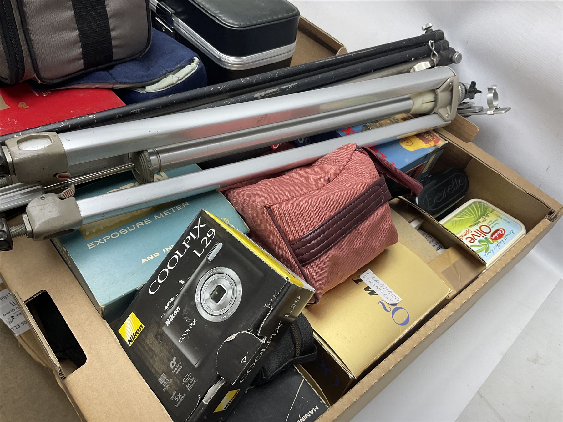 Collection of cameras and equipment, to include Boots comet 404 - X, Kodak DC25, Pentax ESPIO 90MC, olympus XA1, Kodak instamatic camera, tripods, cases, etc 