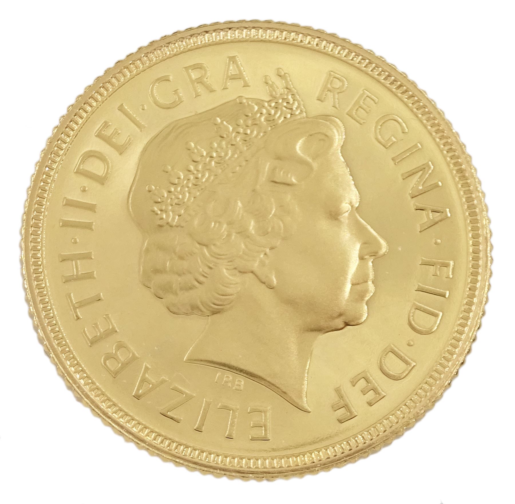 Queen Elizabeth II 2002 'Golden Jubilee' gold proof shield back full sovereign coin, cased with Royal Mint certificate