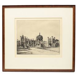After Robert Morden (British 1650-1703): 'The County Palatine of Chester', hand coloured etching; together with a collection of architectural etchings and ink drawings, variously signed max 38cm x 47cm (6)