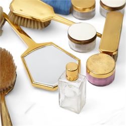 *Collection of dressing table jars, powder bowls and brushes, together with a collection of sewing cushions and an over-knee sewing bag
From the Kirkham Hall Attic & Cellar Collection, sold without reserve