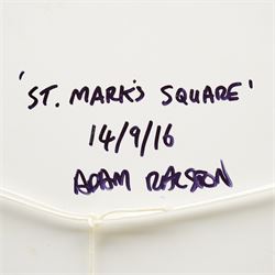 Adam Ralston (Northern British 1970-): 'St Mark's Square', oil on board signed, inscribed and dated '16 verso 29cm x 24cm