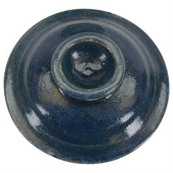 John Egerton (c1945-): studio pottery stoneware vase and cover, decorated with fish and ammonites upon a blue ground, H38cm