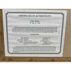 Alan M Hunt (British 1947-): 'Little Princes' - Tiger Cubs, limited edition print signed and numbered 274/450 in pencil 41cm x 56cm; Two Tigers, limited edition monochrome print signed and numbered 593/950 in pencil 20cm x 36cm; together with two further prints of tigers by other artists 23cm x 19cm and 42cm x 53cm (4)