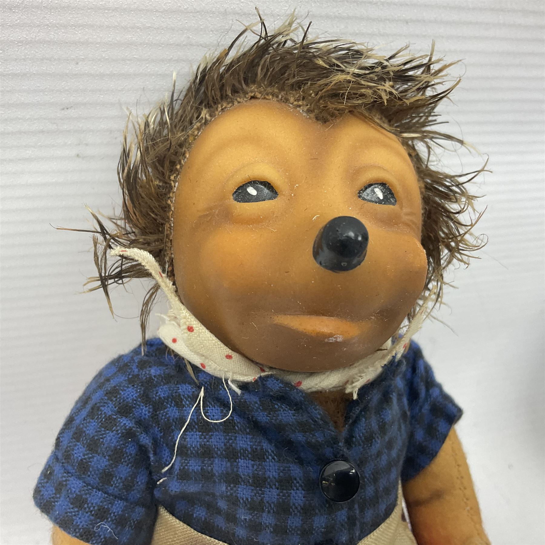 Steiff - Hedgehog family comprising Mecki, Micki, Macki and Mucki; all bearing original swing tags with only Micki lacking the button label, tallest H17cm 
