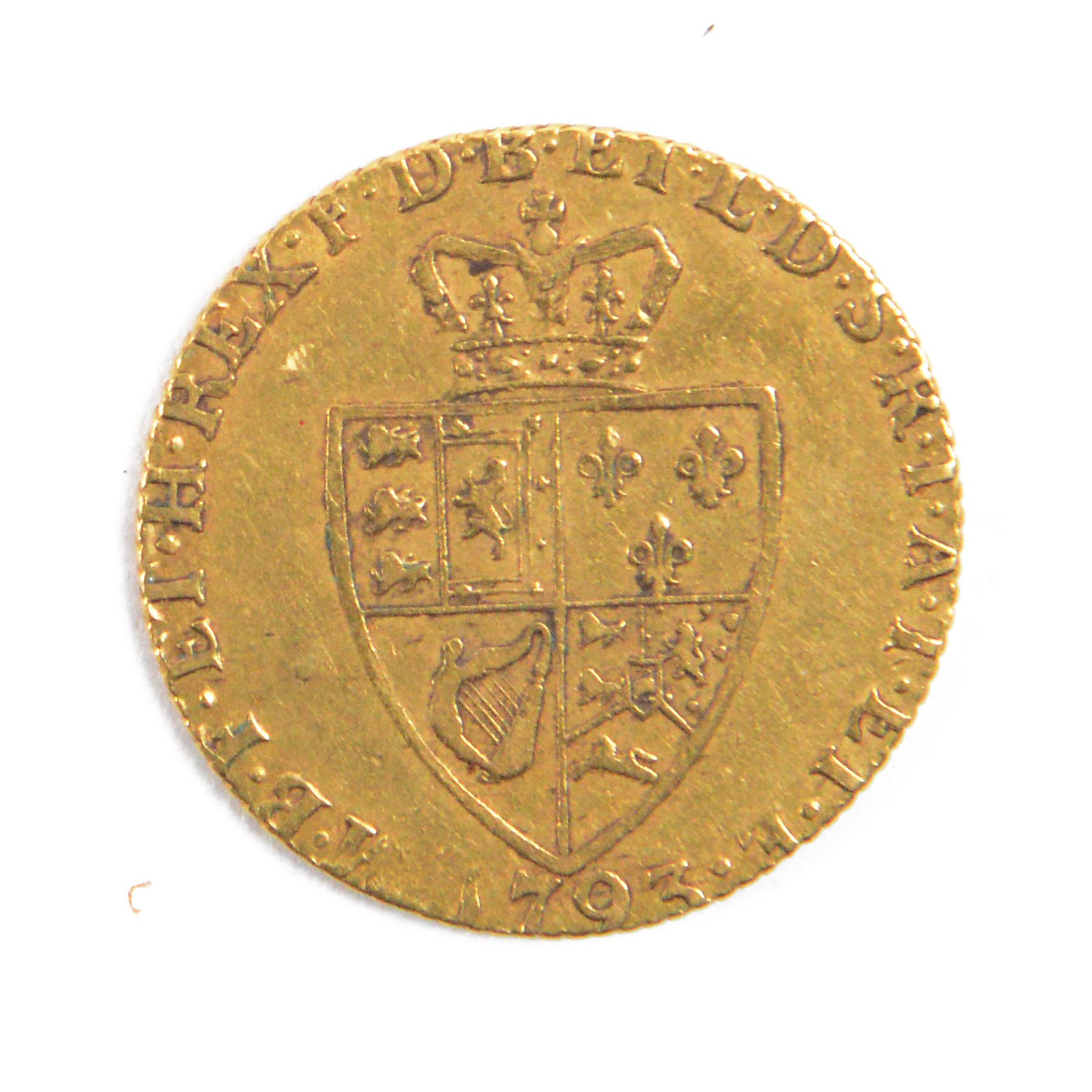 George III 1793 gold 'spade' one guinea coin