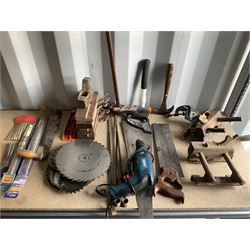 Moulding planes, drill bits, saw blades, profile planes auger bits, electric Draper drill and other tools  - THIS LOT IS TO BE COLLECTED BY APPOINTMENT FROM DUGGLEBY STORAGE, GREAT HILL, EASTFIELD, SCARBOROUGH, YO11 3TX
