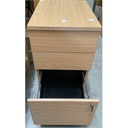 Light beech three drawer office pedestal - THIS LOT IS TO BE COLLECTED BY APPOINTMENT FROM DUGGLEBY STORAGE, GREAT HILL, EASTFIELD, SCARBOROUGH, YO11 3TX