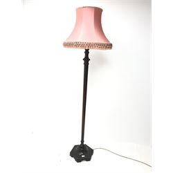 Early 20th century mahogany standard lamp, H161cm