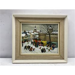 Paul Lemasson (French 1897-1971): Market Day, oil on board signed 21cm x 26cm