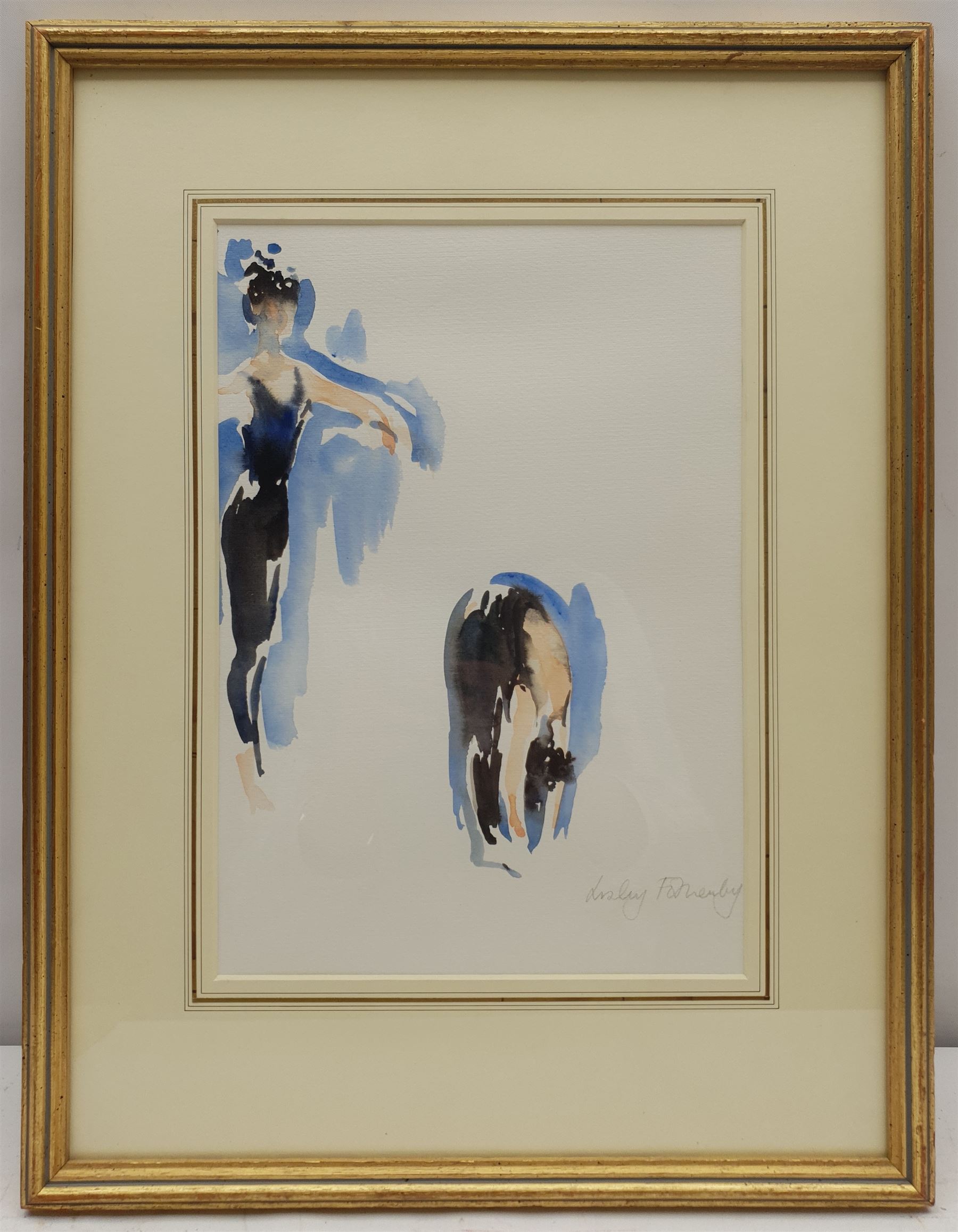Lesley Fotherby (British 1946-): 'Cath Stretching and Bending' and 'Morgan - Study I', two watercolours signed, titled verso on gallery labels 27cm x 19cm and 25cm x 20cm (2)
Provenance: purchased by the vendor from Chris Beetles, London