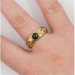 9ct gold bezel set moss agate ring by Jacqueline Warrington, hallmarked