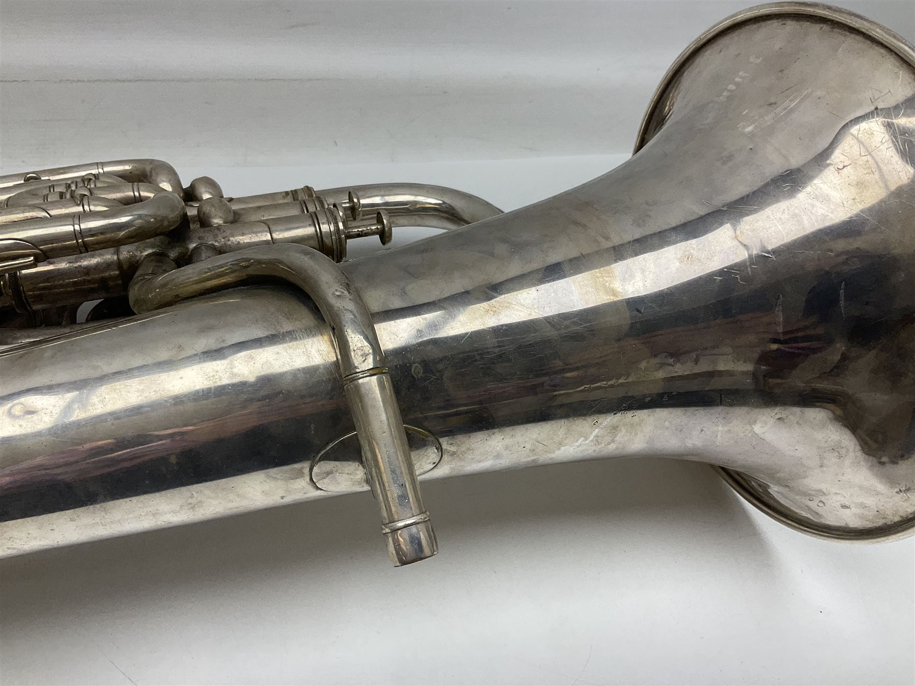Boosey & Co Class A silver plated four-valve euphonium, serial no.117918 L62cm; in carrying case