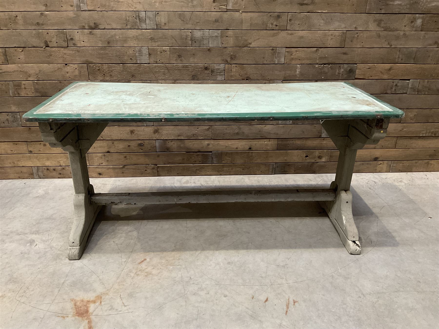 Early 20th century painted wood and enamel Military folding campaign table